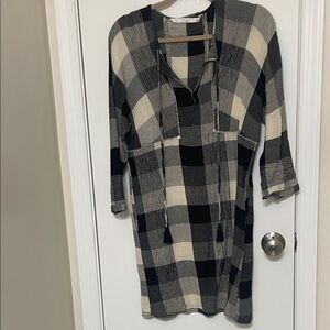 Zara Black and White Checkered Tunic